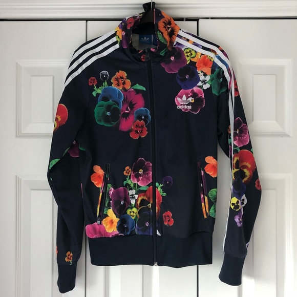 adidas blue flower jacket